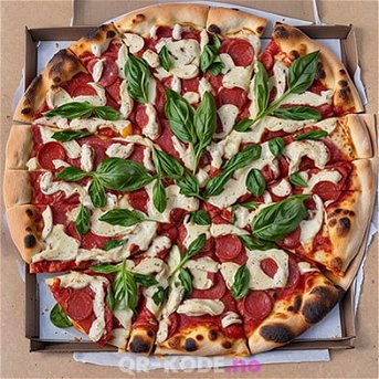 Kunstnerisk QR-kode med en pizza